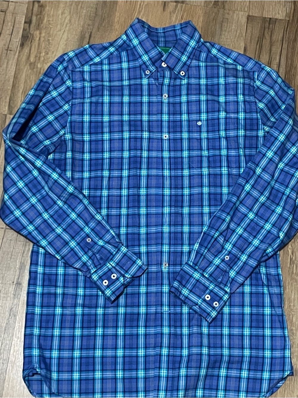 Southern Tide Club Men’s Blue Plaid Skipjack Button Down Shirt, Size S
